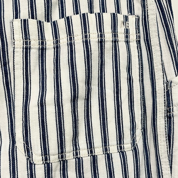 American Eagle Outfitters Blue White Striped High-Rise Pants Women’s 12 Cotton - Picture 8 of 12